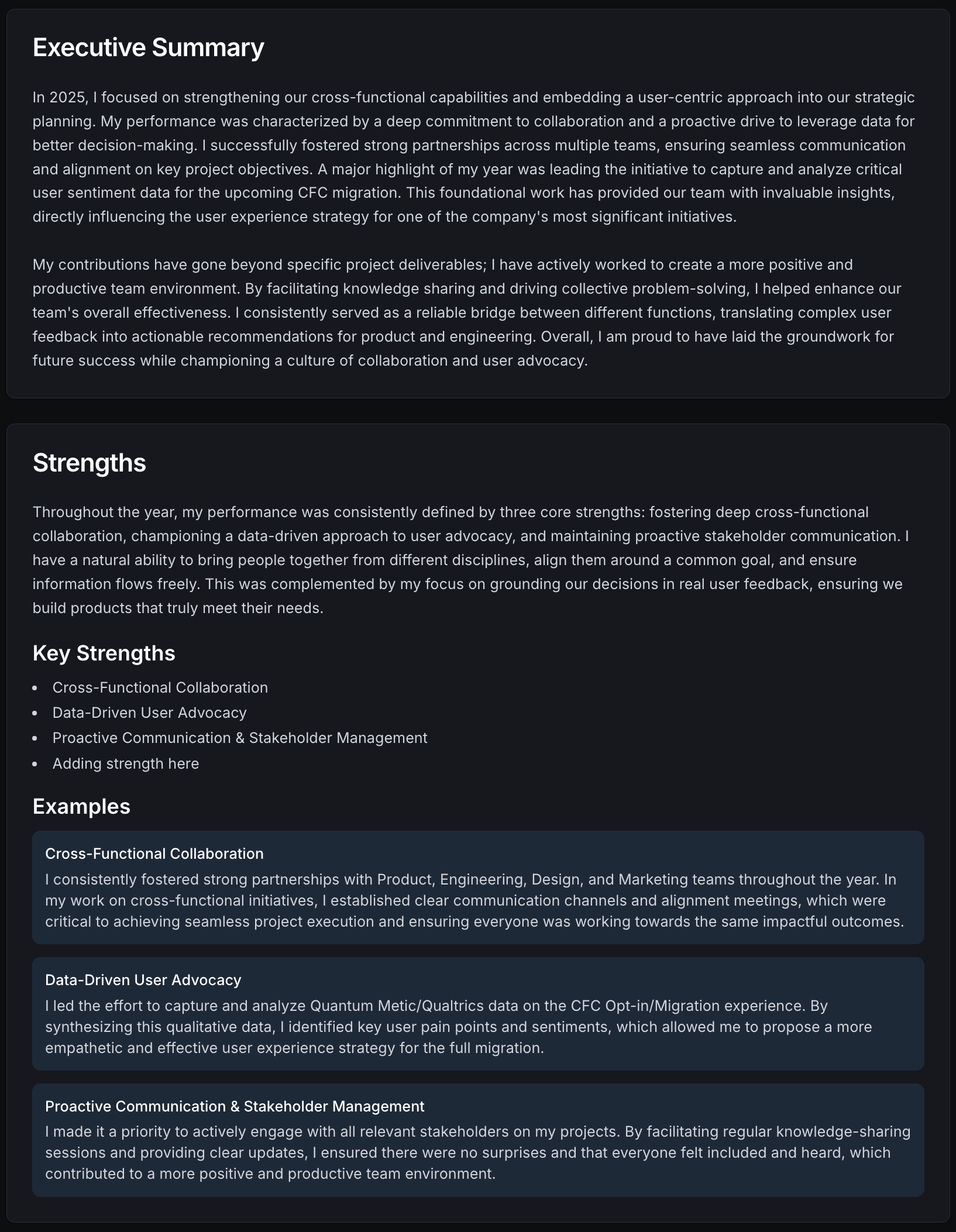 Performance Review Feature